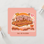 Carte Personalized Retro Groovy Love Editable Date & Mes (Devant/Arrière en situation)