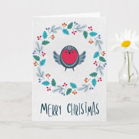 Carte Personalized Rustic Wreath Holiday Greeting (Petite plante)