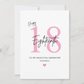 Carte Personalized Simple Daughter 18th Birthday Card (Devant)