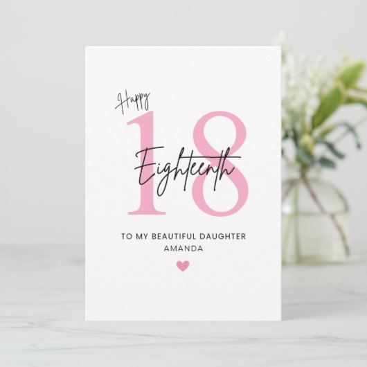 Carte Personalized Simple Daughter 18th Birthday Card (Debout devant)