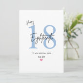 Carte Personalized Simple Son 18th Birthday Card (Debout devant)