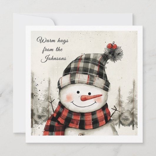 Carte Personalized Snowman Christmas with Family Name (Devant)