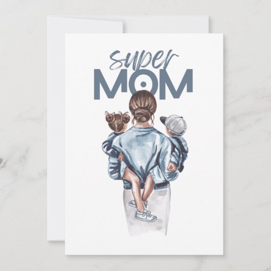 Carte Personalized Super Mom with Son and Daughter Gift  (Devant)