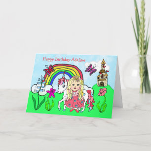 Carte Personalized Unicorn and Princess Birthday