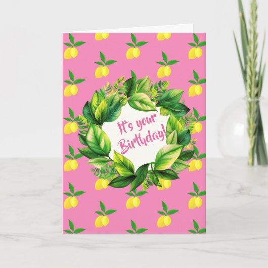 Carte Personalized Yellow Lemons Hot Pink  (Devant)
