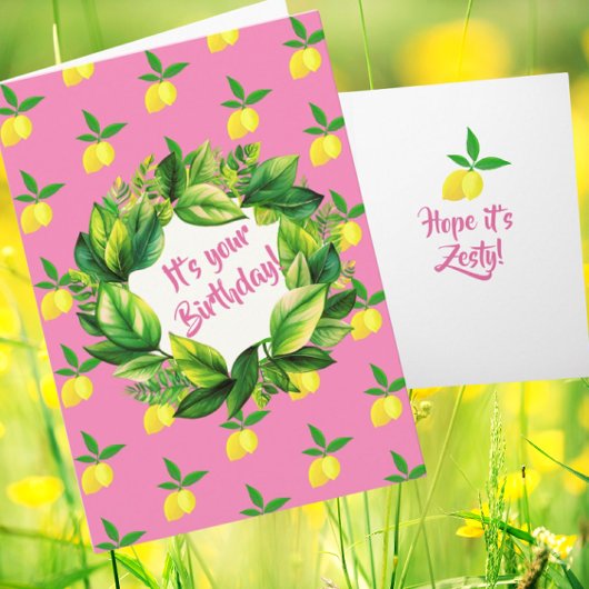 Carte Personalized Yellow Lemons Hot Pink 