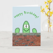 Carte Personnage de cactus vert souriant au-dessus d'un (Fleur jaune)