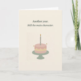 Carte Personnage Principal Gâteau Rose Drôle Anniversair