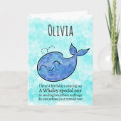 Carte personnalisable 1er Anniversaire Cute Whale (Devant)