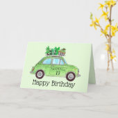 Carte Personnalisable Anniversaire Retro Fiat 500 (Fleur jaune)