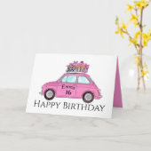 Carte Personnalisable Anniversaire Retro Fiat 500 (Fleur jaune)