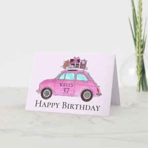 Carte Personnalisable Anniversaire Retro Fiat 500