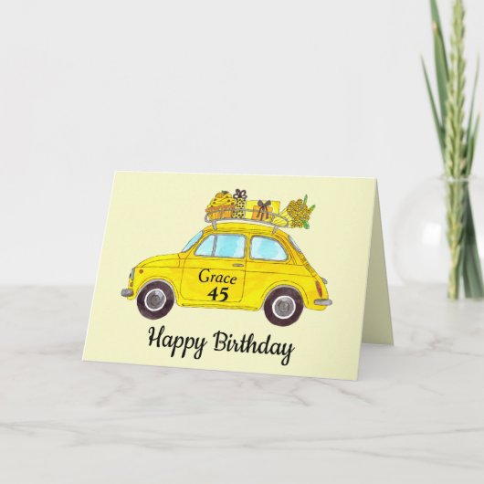Carte Personnalisable Anniversaire Retro Fiat 500 (Devant)