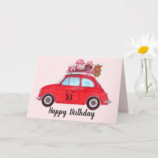 Carte Personnalisable Anniversaire Retro Fiat 500 (Petite plante)