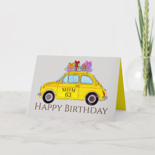 Carte Personnalisable Anniversaire Retro Fiat 500