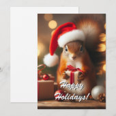 Carte personnalisable Cadeau d'écureuil de Noël (Devant / Derrière)