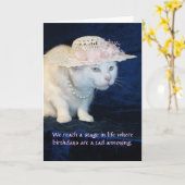 Carte Personnalisable Chat Funny Anniversaire pour femme (Fleur jaune)