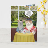 Carte Personnalisable Chat Funny Anniversaire pour Femme (Fleur jaune)