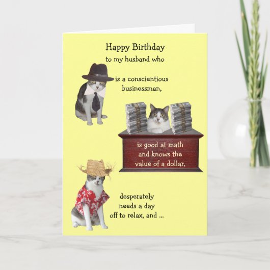 Carte Personnalisable Chat Funny Homme Anniversaire (Devant)