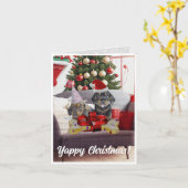 Carte Personnalisable Dachshund Chien Yappy Christmas (Fleur jaune)