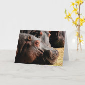 Carte personnalisable d'attitude d'hippopotame (Fleur jaune)
