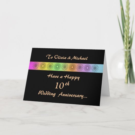 Carte personnalisable de 10e anniversaire (Devant)