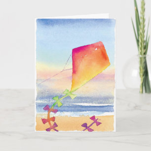 Carte personnalisable de cerf-volant aquarelle art