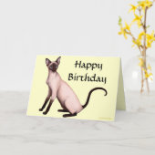 Carte personnalisable de chat siamois de joyeux (Fleur jaune)