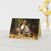 Carte personnalisable de chat siamois mignon (Fleur jaune)
