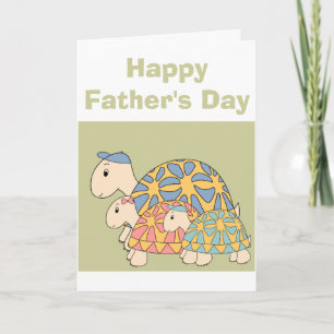 Carte personnalisable de fête des pères de tortue
