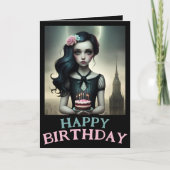 carte personnalisable douce fille avec gâteau d'an (Devant)