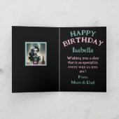 carte personnalisable douce fille avec gâteau d'an (Intérieur)