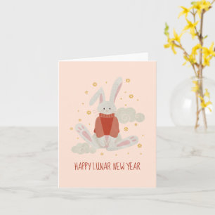 Carte Personnalisable Happy Rabbit chinois Nouvel An 202
