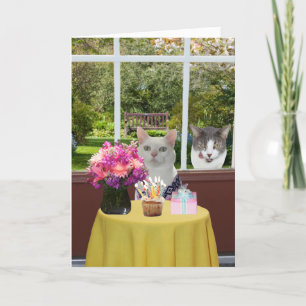 Carte Personnalisable Joli chat Femme Photobomb Annivers