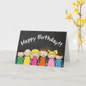Carte Personnalisable Joyeux Anniversaire avec Enfants e (Fleur jaune)