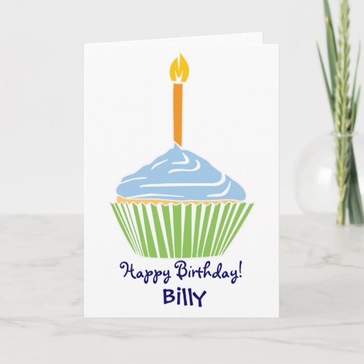 Carte Personnalisable Joyeux Cupcake d'anniversaire (Devant)