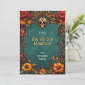 Carte 💀 personnalisable Marigold Frame Dia de Muertos (Debout devant)