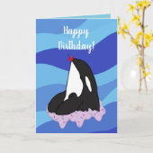 Carte Personnalisable Orca Killer Whale Anniversaire (Fleur jaune)