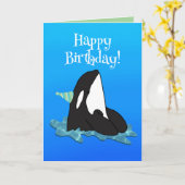 Carte Personnalisable Orca Killer Whale Anniversaire (Fleur jaune)