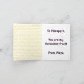 Carte PERSONNALISABLE Pizza d'ananas Valentines interdit (Intérieur)