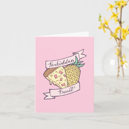 Carte PERSONNALISABLE Pizza d'ananas Valentines interdit (Fleur jaune)