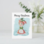 Carte personnalisable poupée de Noël avec message (Debout devant)
