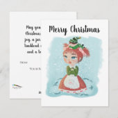 Carte personnalisable poupée de Noël avec message (Devant / Derrière)