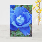 Carte personnalisable Rose bleu (Fleur jaune)