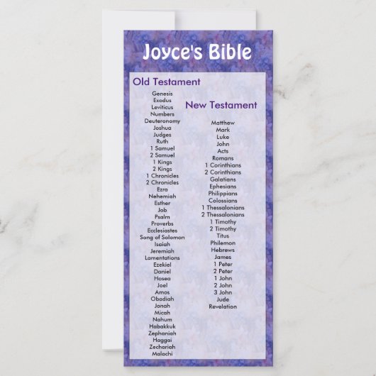 Carte Personnalisable Signet de la Bible Fleurs violette (Devant)