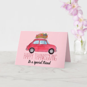 Carte personnalisable Thanksgiving Red Retro Fiat 500