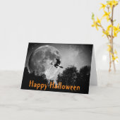 Carte personnalisable Witch and Moon Halloween (Fleur jaune)