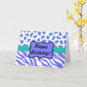 Carte Personnalisation de la zèbre blanche et Turquoise (Fleur jaune)