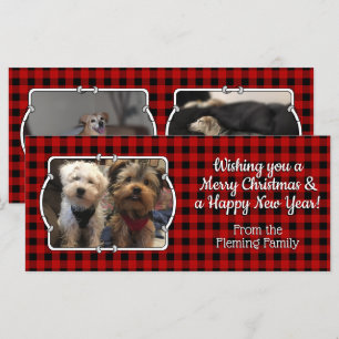 Carte Personnalisé 3 Photos Pays Buffalo Rouge Check Pla