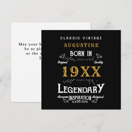 Carte Personnalisé 40e anniversaire Retro Black Gold (Devant / Derrière)